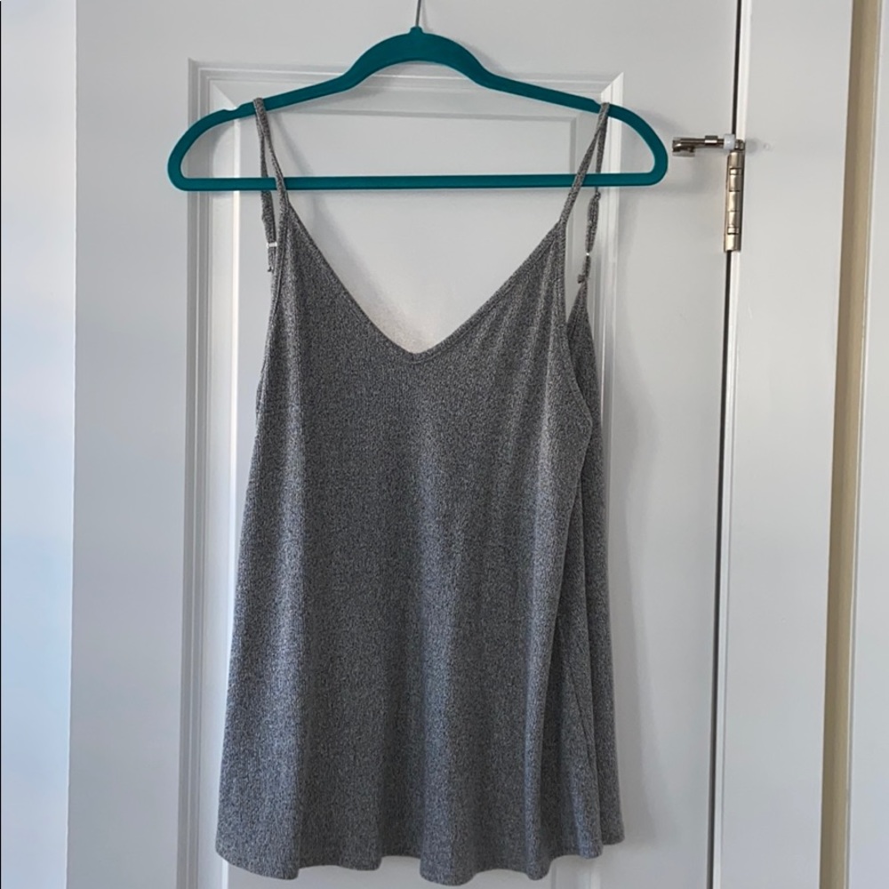 Gray cross back tank top